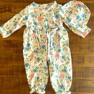 Mud Pie floral convertible gown one-piece: 0-3mo